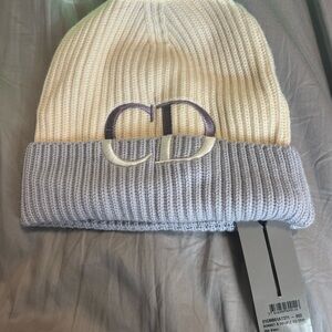 Dior Cream and Gray Wool Beanie
